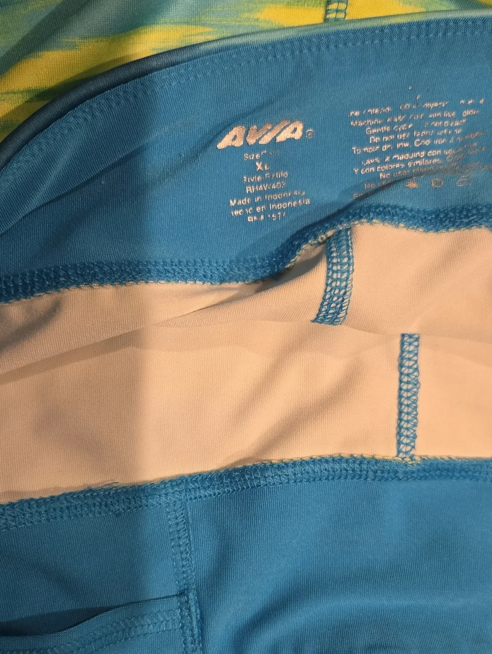 Avia Blue and Yellow Tie-Dye Racerback Swim Top & Shorts